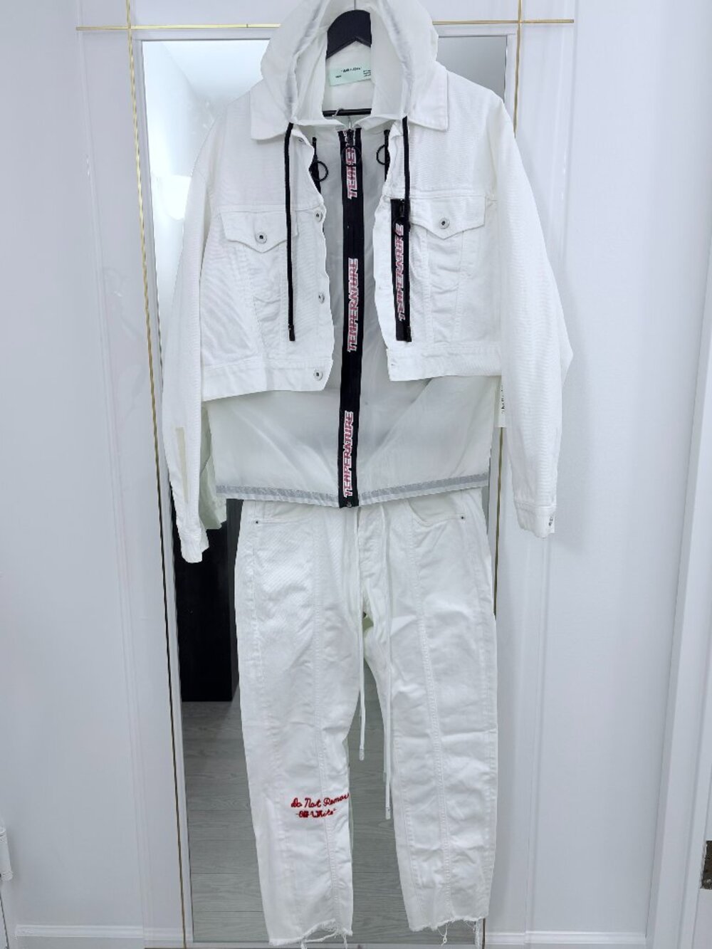 Off-White c/o Virgil Abloh "Temperature" denim jacket and jeans (SIZE M & 32)